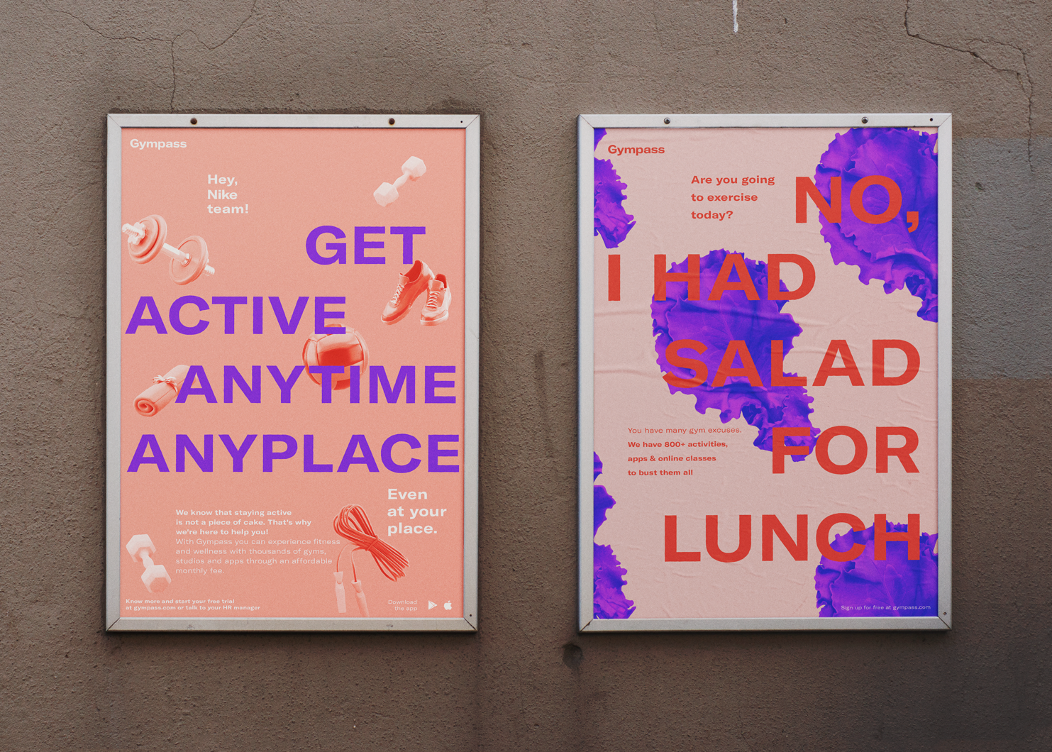 Gympass — Get Active Anytime Anyplace & No, I had salad for lunch posters